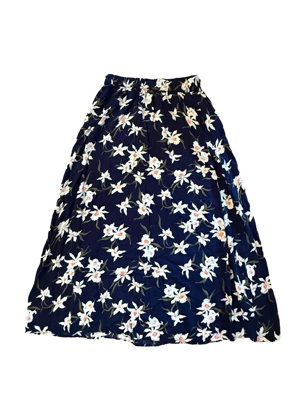 Old Navy Floral Maxi Skirt with White & Orange Blossoms